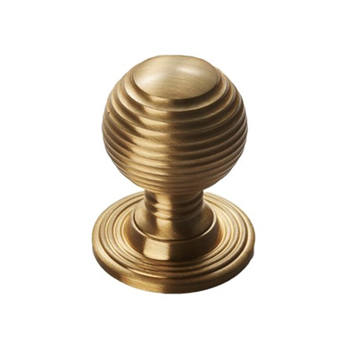 Carlisle Brass Fingertip Queen Anne Reeded Cupboard Knob (23mm, 28mm OR 35mm), Satin Brass - M1003SB SATIN BRASS - 35mm