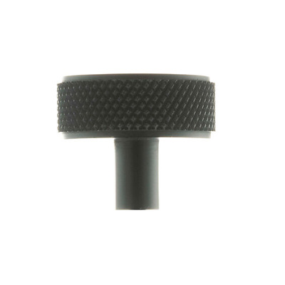 Atlantic Millhouse Brass Hargreaves Disc Knurled Cabinet Knob On Concealed Fix, Matt Black - MHCK1935MB MATT BLACK