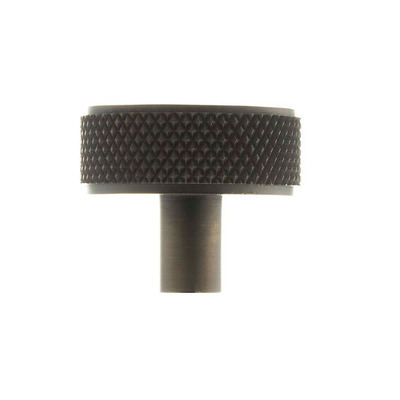 Atlantic Millhouse Brass Hargreaves Disc Knurled Cabinet Knob On Concealed Fix, Urban Dark Bronze - MHCK1935UDB URBAN DARK BRONZE