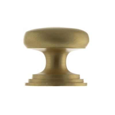 Atlantic Old English Lincoln Solid Brass Victorian Cabinet Knob On Concealed Fix Rose (32mm OR 38mm), Satin Brass - OEC1232SB SATIN BRASS - 32mm