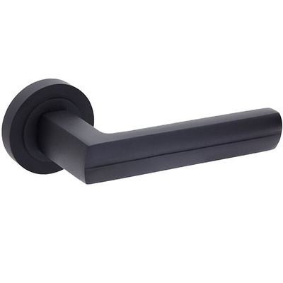 Access Hardware Door Handles On Round Rose, Matt Black - D2810MB (sold in pairs) MATT BLACK