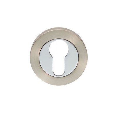 Carlisle Brass Euro Profile Escutcheon, Dual Finish Satin Nickel & Polished Chrome - GK4001SNCP SATIN NICKEL/POLISHED CHROME - EURO PROFILE (CYLINDER HOLE)