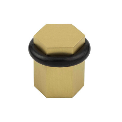 Frelan Hardware Burlington Floor Mounted Hexagonal Door Stop, Satin Brass - BUR965SB SATIN BRASS