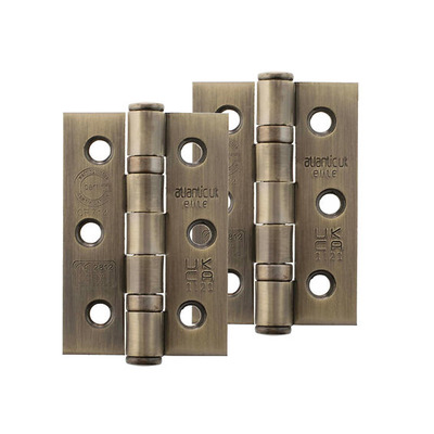 Atlantic Grade 7 Fire Rated 3 Inch Solid Steel Ball Bearing Hinges, Antique Brass - A2H322AB (sold in pairs) ANTIQUE BRASS