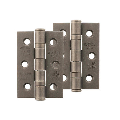 Atlantic Grade 7 Fire Rated 3 Inch Solid Steel Ball Bearing Hinges, Distressed Silver - A2H322DS (sold in pairs) DISTRESSED SILVER