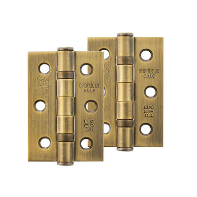 Atlantic Grade 7 Fire Rated 3 Inch Solid Steel Ball Bearing Hinges, Matt Antique Brass - A2H322MAB (sold in pairs) MATT ANTIQUE BRASS