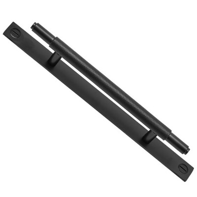 Access Hardware Knurled T-Bar Cabinet Handle On Backplate (96mm, 128mm OR 192mm c/c), Matt Black - P110611MB MATT BLACK - 96mm c/c