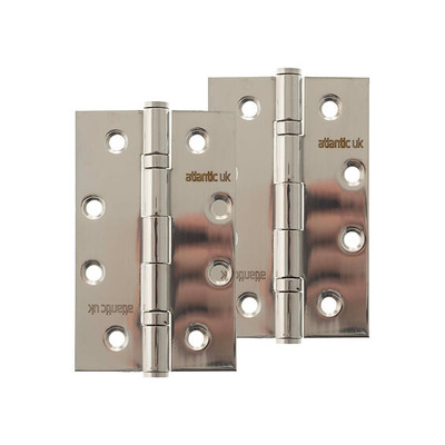 Atlantic Hardware 4 Inch Slim Knuckle Ball Bearing Hinges, Polished Stainless Steel - AH42525PSS (sold in pairs) POLISHED STAINLESS STEEL