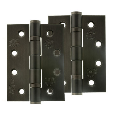 Atlantic 4 Inch Fire Rated Solid Steel Ball Bearing Hinges Grade 13, Urban Dark Bronze - AH1433UDB (sold in pairs) URBAN DARK BRONZE
