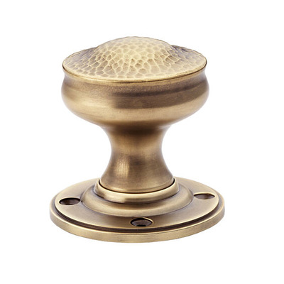 Alexander & Wilks Hammered Mortice Door Knob, Antique Brass - AW302-50-AB (sold in pairs) ANTIQUE BRASS