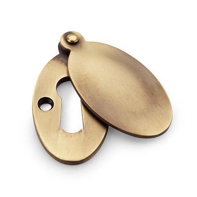 Alexander & Wilks Standard Profile Ellipse Escutcheon with Harris Design Cover, Antique Brass - AW384-AB ANTIQUE BRASS