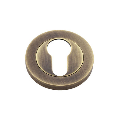 Alexander & Wilks Euro Profile Concealed Fix Escutcheon, Antique Brass - AW390AB ANTIQUE BRASS - EURO PROFILE (CYLINDER HOLE)