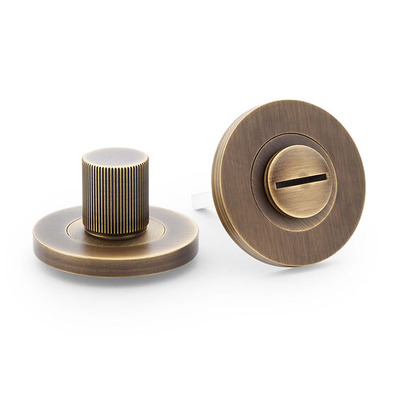 Alexander & Wilks Reeded Bathroom Turn & Release, Antique Brass - AW792AB ANTIQUE BRASS