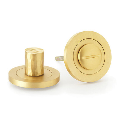 Alexander & Wilks Hammered Bathroom Turn & Release, Satin Brass - AW793SB SATIN BRASS