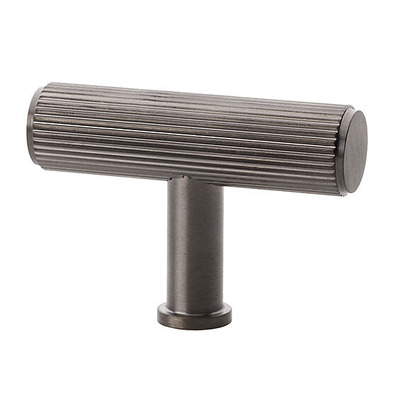 Alexander & Wilks Crispin Reeded T-bar Cupboard Knob (55mm Width), Dark Bronze PVD - AW801R-55-DBZPVD DARK BRONZE PVD