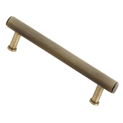 Alexander & Wilks Crispin Reeded T-Bar Cupboard Pull Handle (128mm, 160mm OR 224mm c/c), Antique Brass - AW809R-AB ANTIQUE BRASS - 224mm c/c