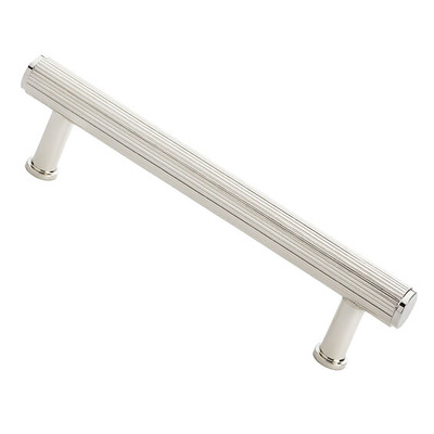 Alexander & Wilks Crispin Reeded T-Bar Cupboard Pull Handle (128mm, 160mm OR 224mm c/c), Polished Nickel - AW809R-PN POLISHED NICKEL - 224mm c/c