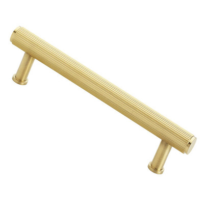 Alexander & Wilks Crispin Reeded T-Bar Cupboard Pull Handle (128mm, 160mm OR 224mm c/c), Satin Brass PVD - AW809R-SBPVD SATIN BRASS PVD - 128mm c/c
