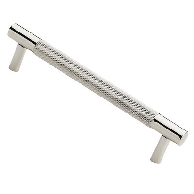 Alexander & Wilks Brunel Knurled T-Bar Cupboard Pull Handle (96mm - 448mm c/c), Polished Nickel - AW810-PN POLISHED NICKEL - 224mm c/c
