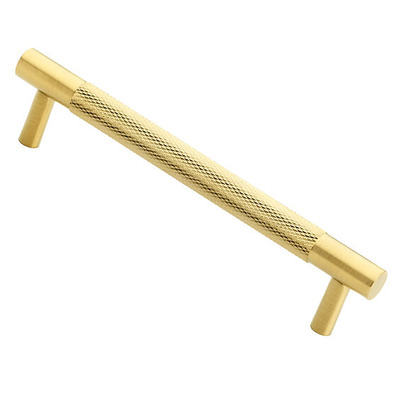 Alexander & Wilks Brunel Knurled T-Bar Cupboard Pull Handle (96mm - 448mm c/c), Satin Brass PVD - AW810-SBPVD SATIN BRASS PVD - 128mm c/c
