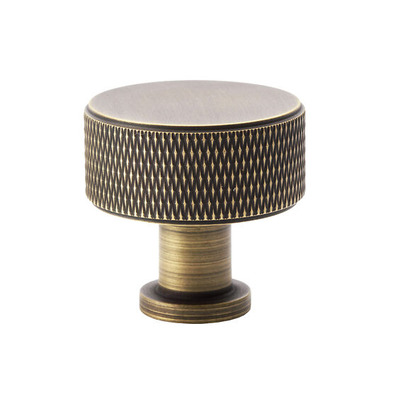 Alexander & Wilks Lucia Knurled Cupboard Knob (29mm OR 35mm), Antique Brass - AW807K-AB ANTIQUE BRASS - 29mm