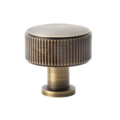 Alexander & Wilks Lucia Reeded Cupboard Knob (29mm OR 35mm), Antique Brass - AW807R-AB ANTIQUE BRASS - 29mm