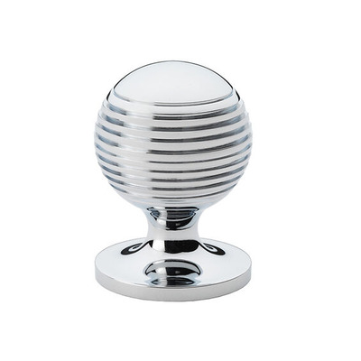 Alexander & Wilks Caesar Cupboard Knob On Round Rose (25mm, 32mm OR 38mm), Polished Chrome - AW832-PC POLISHED CHROME - 32mm