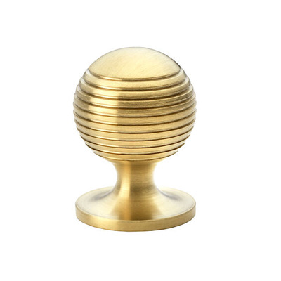 Alexander & Wilks Caesar Cupboard Knob On Round Rose (25mm, 32mm OR 38mm), Satin Brass PVD - AW832-SBPVD SATIN BRASS PVD - 38mm