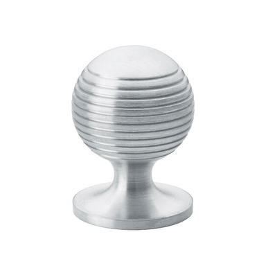 Alexander & Wilks Caesar Cupboard Knob On Round Rose (25mm, 32mm OR 38mm), Satin Chrome - AW832-SC SATIN CHROME - 38mm