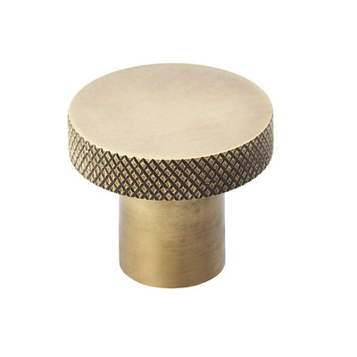 Alexander & Wilks Hanover Knurled Circular Cupboard Knob (30mm OR 38mm), Antique Brass - AW802-AB ANTIQUE BRASS - 38mm