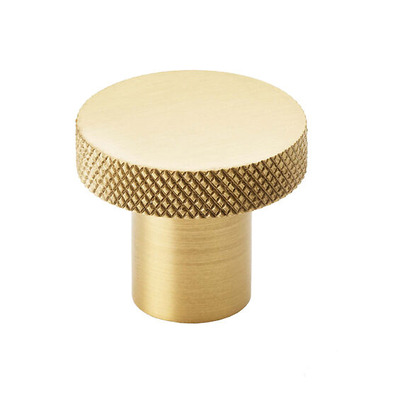 Alexander & Wilks Hanover Knurled Circular Cupboard Knob (30mm OR 38mm), Satin Brass - AW802-SB SATIN BRASS - 30mm