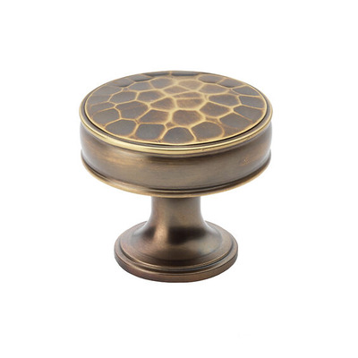 Alexander & Wilks Lynd Hammered Cupboard Knob (32mm OR 38mm), Antique Brass - AW818-AB ANTIQUE BRASS - 38mm