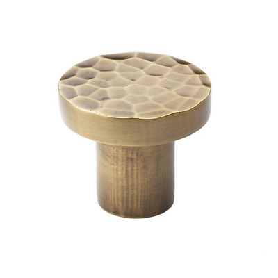 Alexander & Wilks Hanover Hammered Cupboard Knob (30mm OR 38mm), Antique Brass - AW820-AB ANTIQUE BRASS - 38mm
