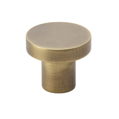 Alexander & Wilks Hanover Plain Cupboard Knob (30mm OR 38mm), Antique Brass - AW821-30-AB ANTIQUE BRASS - 38mm
