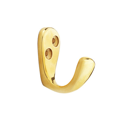 Alexander & Wilks Victorian Single Robe Hook, Polished Brass Unlacquered - AW774PBU POLISHED BRASS UNLACQUERED