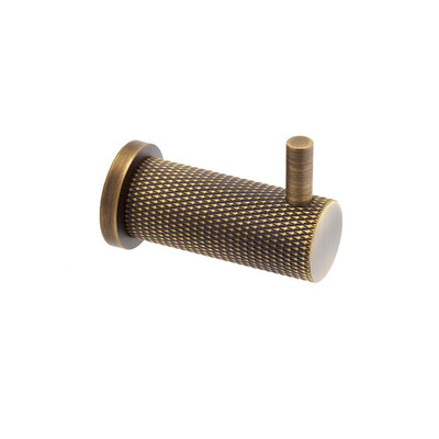 Alexander & Wilks Brunel Knurled Coat Hook, Antique Brass - AW775AB ANTIQUE BRASS