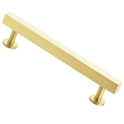 Alexander & Wilks Square T-Bar Cupboard Pull Handle (128mm, 160mm OR 192mm c/c), Satin Brass - AW815-SB SATIN BRASS - 128mm c/c