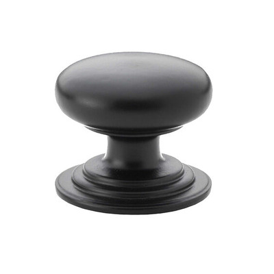 Alexander & Wilks Waltz Round Cupboard Knob On Stepped Rose (25mm, 32mm OR 38mm), Black - AW825-BL BLACK - 25mm