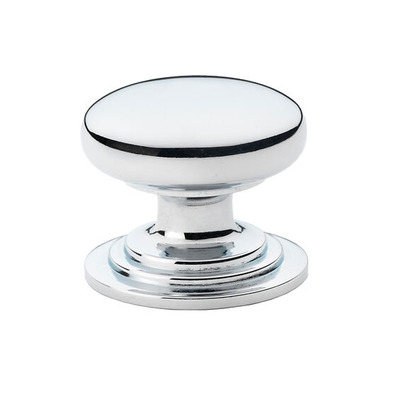 Alexander & Wilks Waltz Round Cupboard Knob On Stepped Rose (25mm, 32mm OR 38mm), Polished Chrome - AW825-PC POLISHED CHROME - 38mm