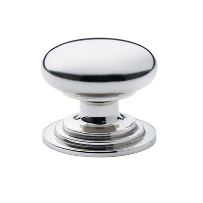 Alexander & Wilks Waltz Round Cupboard Knob On Stepped Rose (25mm, 32mm OR 38mm), Polished Nickel - AW825-PN POLISHED NICKEL - 38mm