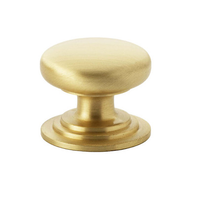 Alexander & Wilks Waltz Round Cupboard Knob On Stepped Rose (25mm, 32mm OR 38mm), Satin Brass - AW825-SB SATIN BRASS - 32mm