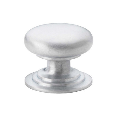 Alexander & Wilks Waltz Round Cupboard Knob On Stepped Rose (25mm, 32mm OR 38mm), Satin Chrome - AW825-SC SATIN CHROME - 38mm