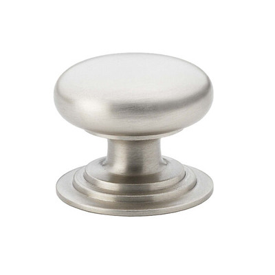 Alexander & Wilks Waltz Round Cupboard Knob On Stepped Rose (25mm, 32mm OR 38mm), Satin Nickel - AW825-SN SATIN NICKEL - 38mm