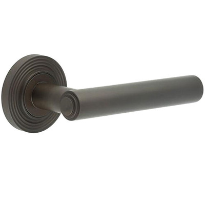 Frelan Hardware Burlington Richmond Door Handles On Reeded Rose, Dark Bronze - BUR45KIT82 (sold in pairs) DARK BRONZE - REEDED ROSE