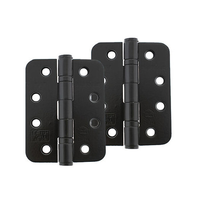 Atlantic 4 Inch Fire Rated Solid Steel Radius Corner Ball Bearing Hinges Grade 13, Matt Black - AHR1433MB (sold in pairs) MATT BLACK