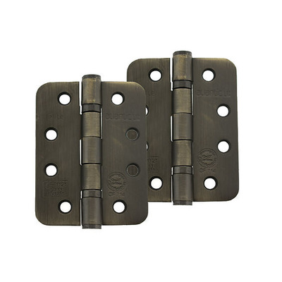 Atlantic 4 Inch Fire Rated Solid Steel Radius Corner Ball Bearing Hinges Grade 13, Urban Bronze - AHR1433UB (sold in pairs) URBAN BRONZE