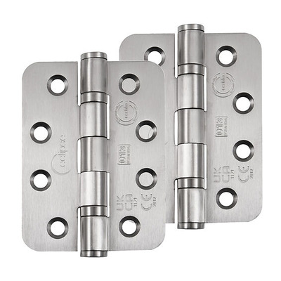 Frisco Eclipse Grade 13 - 4 Inch Stainless Steel Radius Ball Bearing Hinge, Satin Stainless Steel - 14869 (sold in pairs) 4 INCH - SATIN STAINLESS STEEL (RADIUS)