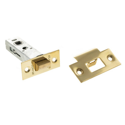 Atlantic 3 And 4 Inch Heavy Duty Tubular Latches (Bolt Through), Raw Brass - AL3RB 80mm (3 INCH) RAW BRASS PLATES (Double Sprung)