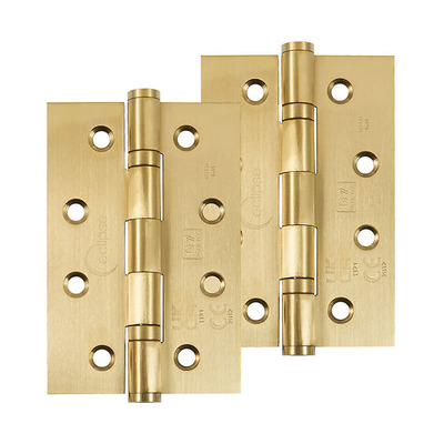Frisco Eclipse Grade 7 - 4 Inch Stainless Steel Slim Knuckle Ball Bearing Hinge, Satin Brass - 14344 (sold in pairs) 4 INCH - SATIN BRASS