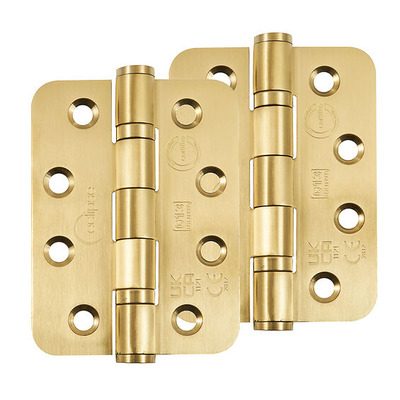 Frisco Eclipse Grade 13 - 4 Inch Stainless Steel Radius Ball Bearing Hinge, Satin Brass - 14869SBP (sold in pairs) 4 INCH - SATIN BRASS (RADIUS)